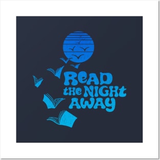 Read the Night Away - Retro Blue Posters and Art